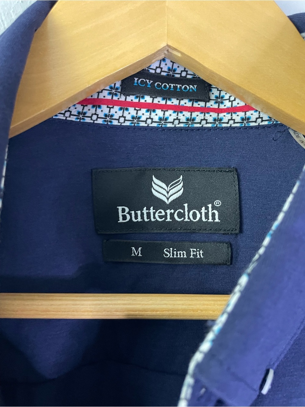 Buttercloth Icy Cotton Shirt Mens Medium Slim Fit Blue Stretch Button Up Medium - Picture 6 of 10